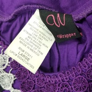 Wrapper Tops - Lg. Purple Top w/ Black & White Lace Trim Wrapper Tops - Lg. Purple Top w/ Black & White Lace Trim